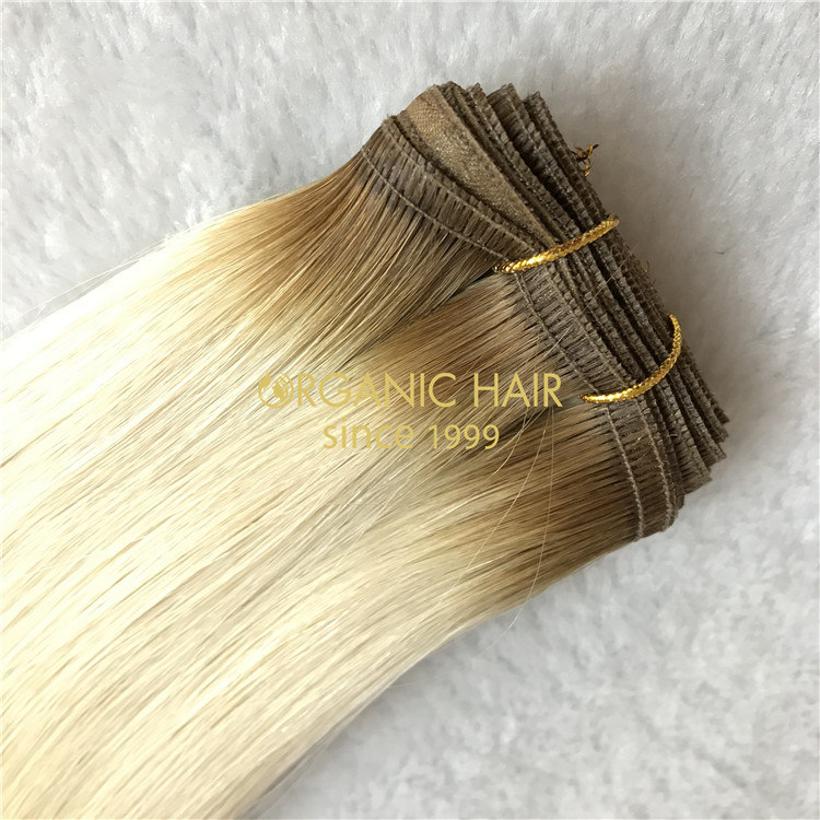 Customized rooted color human flat wefts and good reviews X273